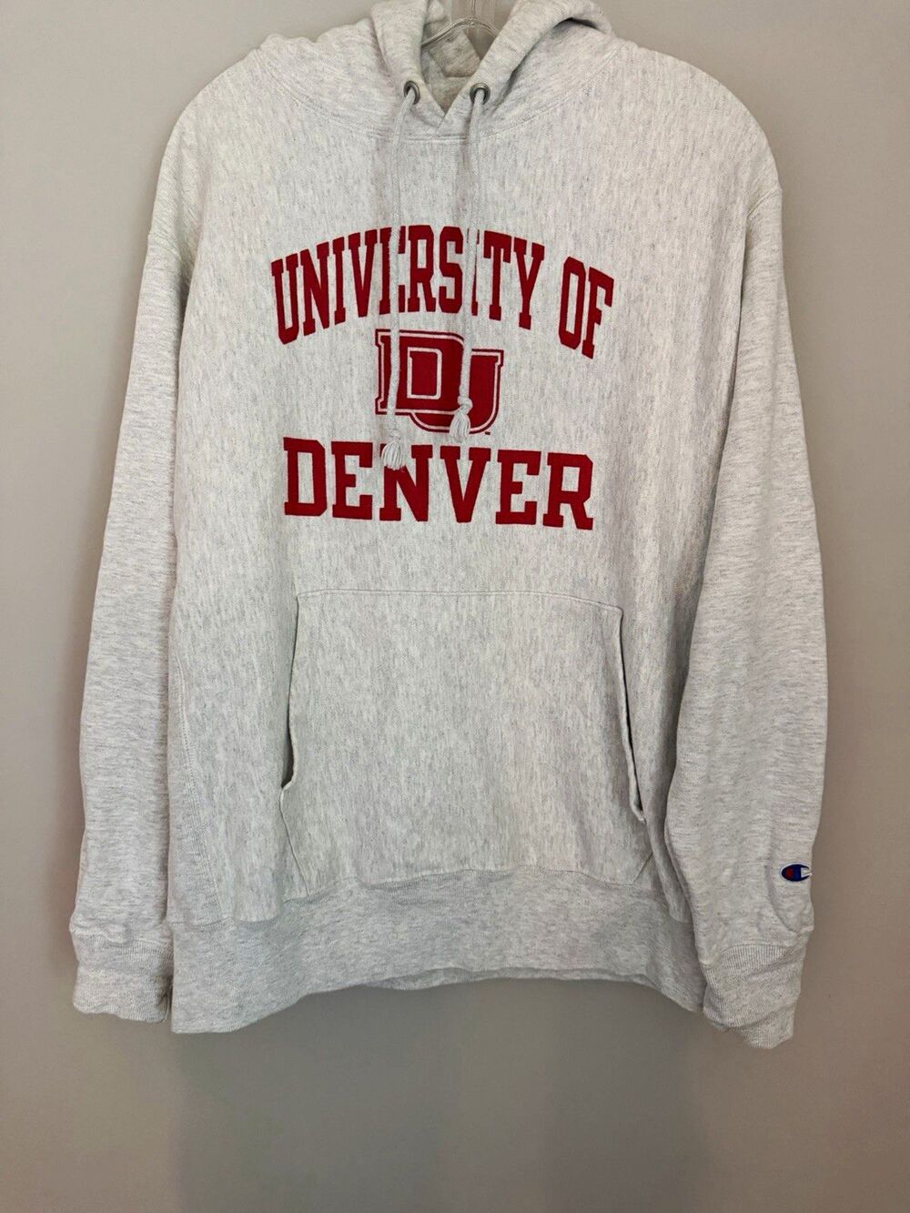 Champion Reverse Weave Denver Pioneers Univ of Denver Hoodie Mens Size L Gray